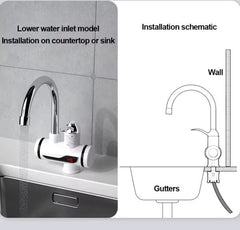 Electric Water Heating Faucet Tap For Kitchens And Bathrooms Digital Temp° Display | Hot Water(without Shower )