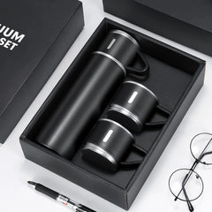 3 Cup 500 Ml Double-Layer Stainless Steel Vacuum Flask Set ( Random Color )