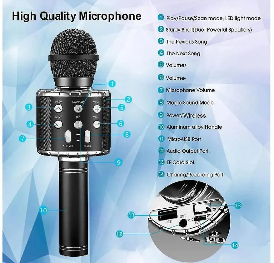 Bluetooth Microphone Karaoke Wireless Microphone Professional Speaker Handheld Microfone