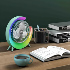G Shape Table Fan With RGB Light Quiet Portable For Home Offices