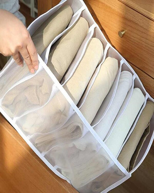 7 Grids Washable Wardrobe Clothes Organizer, Jeans Compartment Storage Box