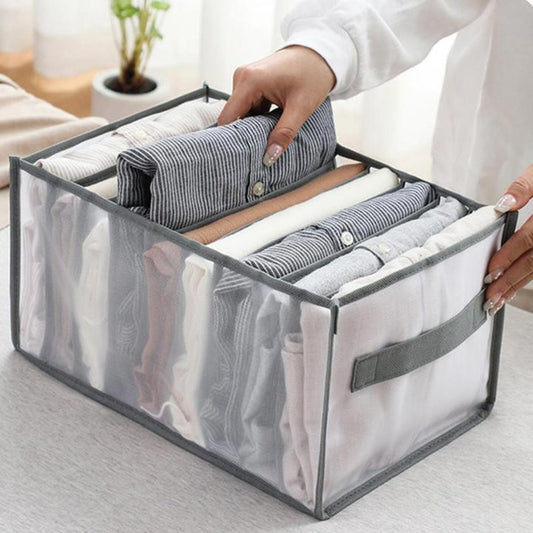 7 Grids Washable Wardrobe Clothes Organizer, Jeans Compartment Storage Box